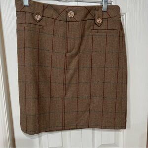 Eddie Bauer 4 camel Plaid wool blend Mini Lined Skirt NWT 19” classic academia